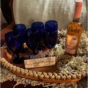 Six Cobalt Blue Stemware, Water,tea or wine, about 6 to 8 oz, beautiful